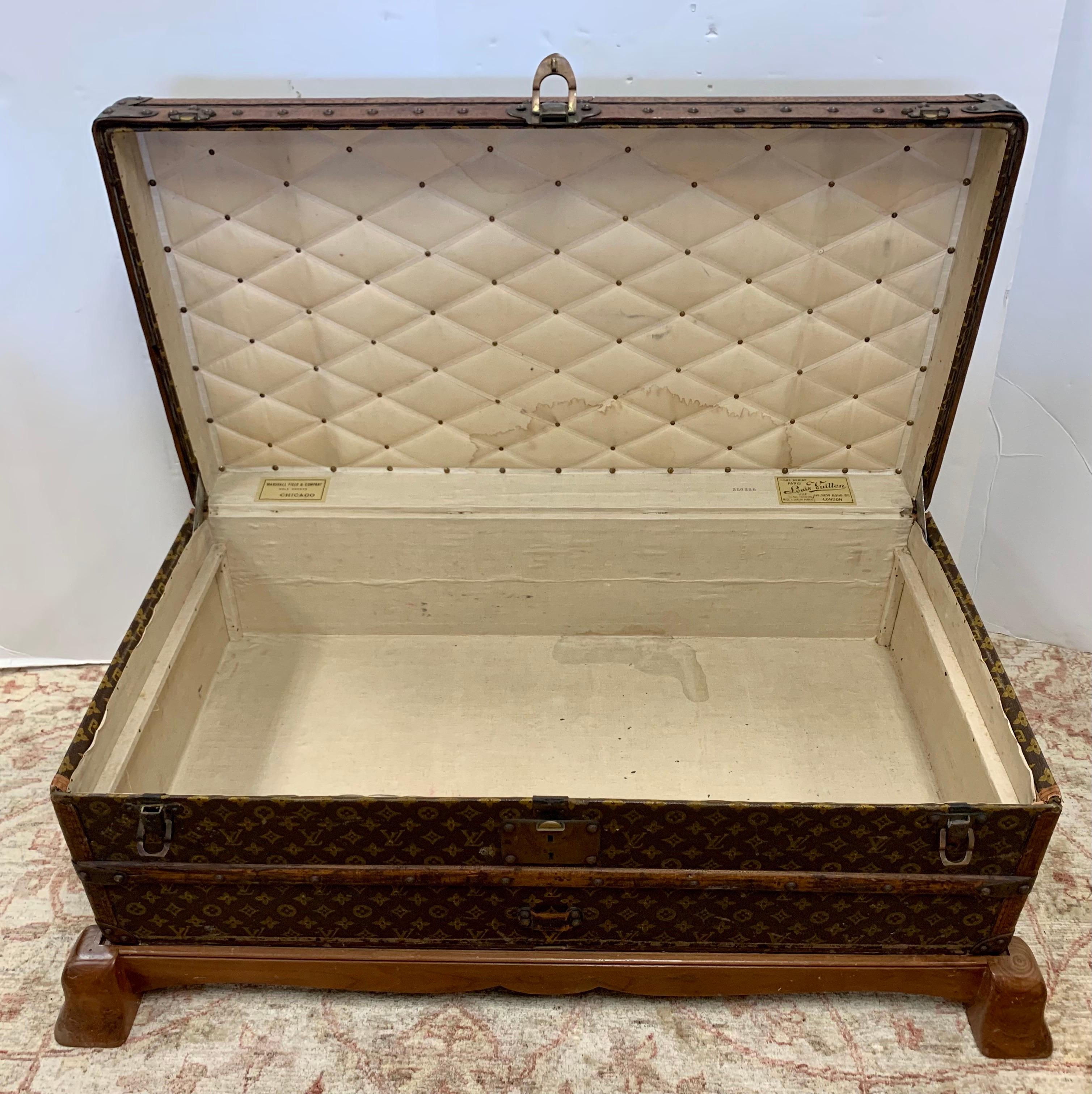 Antique Louis Vuitton Monogram Steamer Trunk Coffee Table 1