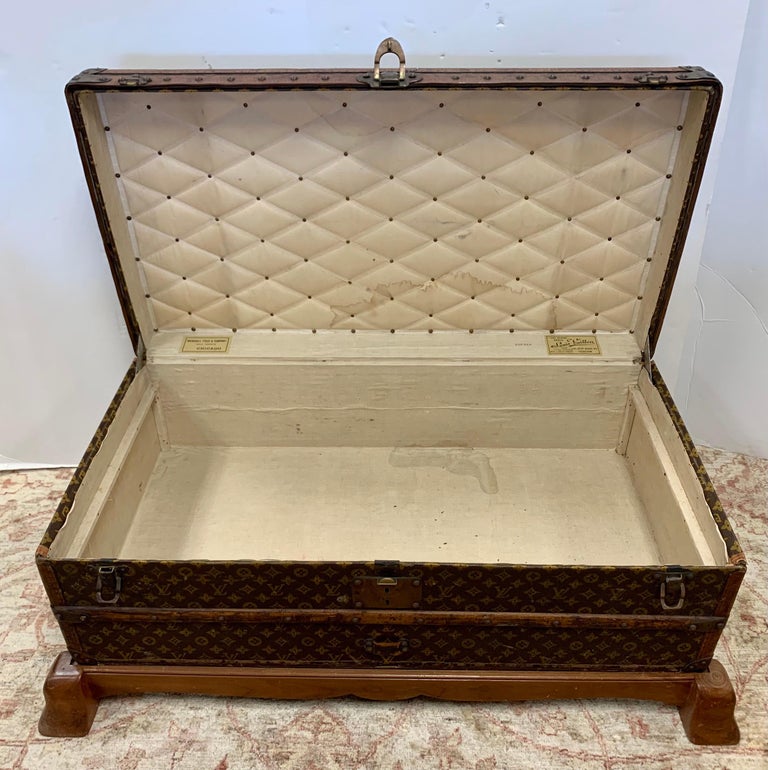 Antique Louis Vuitton Monogram Steamer Trunk Coffee Table For Sale