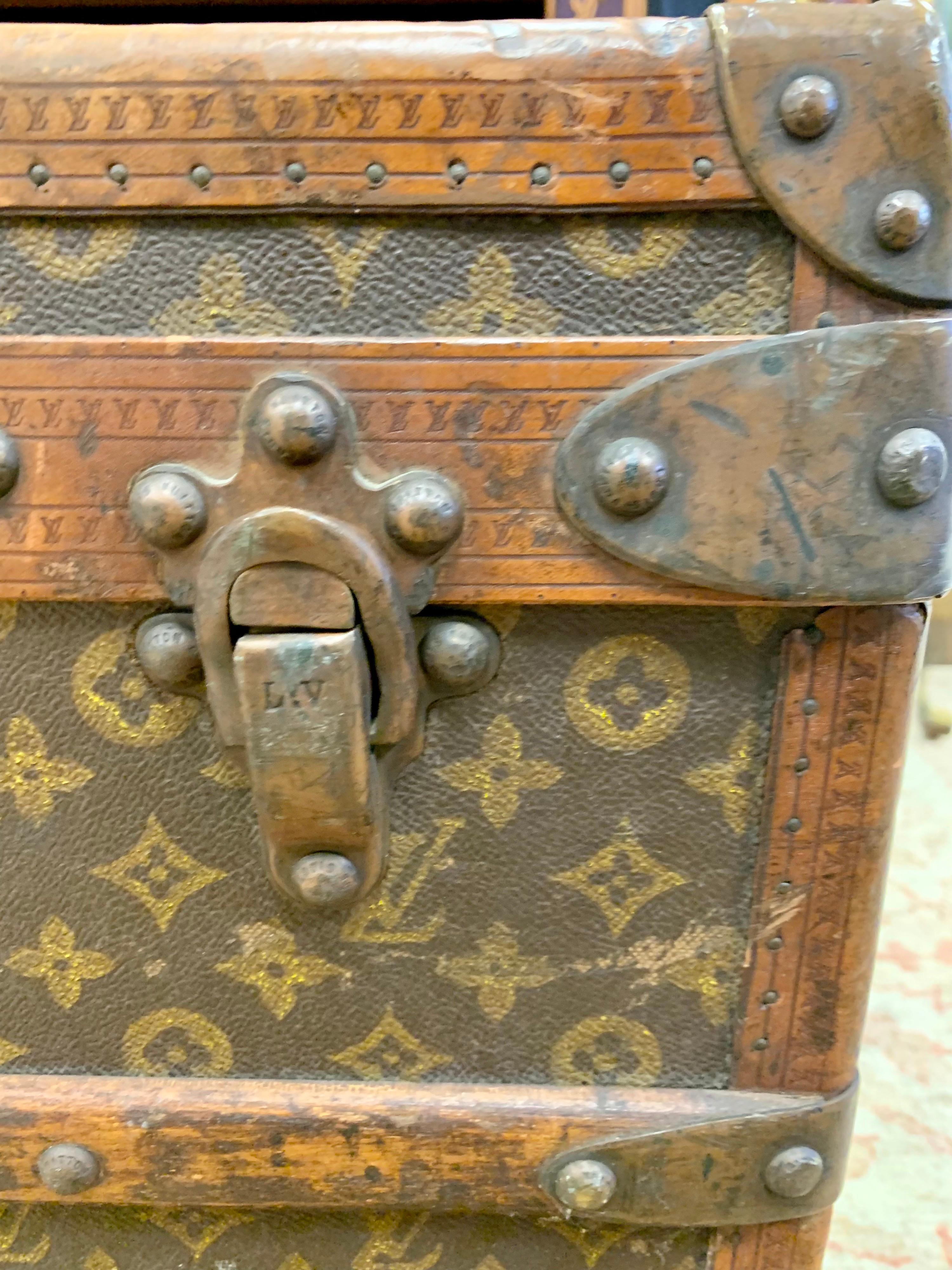 Antique Louis Vuitton Monogram Steamer Trunk Coffee Table 5