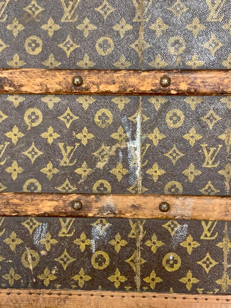 French Antique Louis Vuitton Monogram Steamer Trunk Coffee Table For Sale