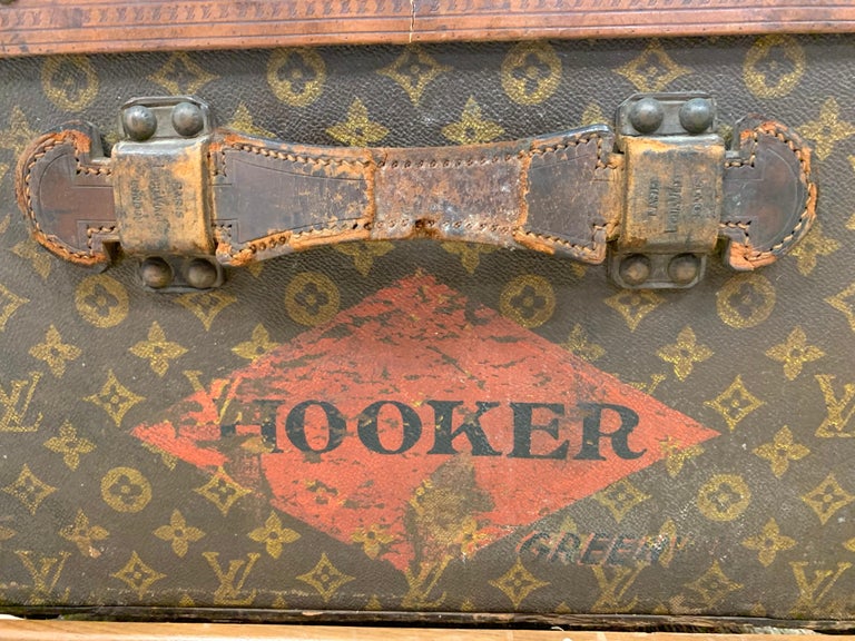 20th Century Antique Louis Vuitton Monogram Steamer Trunk Coffee Table For Sale