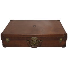 Antique Louis Vuitton Royal Leather Case Trunk with Original Cover and Crown