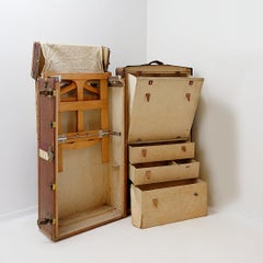 Antique Louis Vuitton Style Travel Trunk, Vertical Wardrobe, 1930