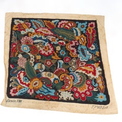 Antique Louis XIII Floral Needlepoint Tapestry Numbered 19thC