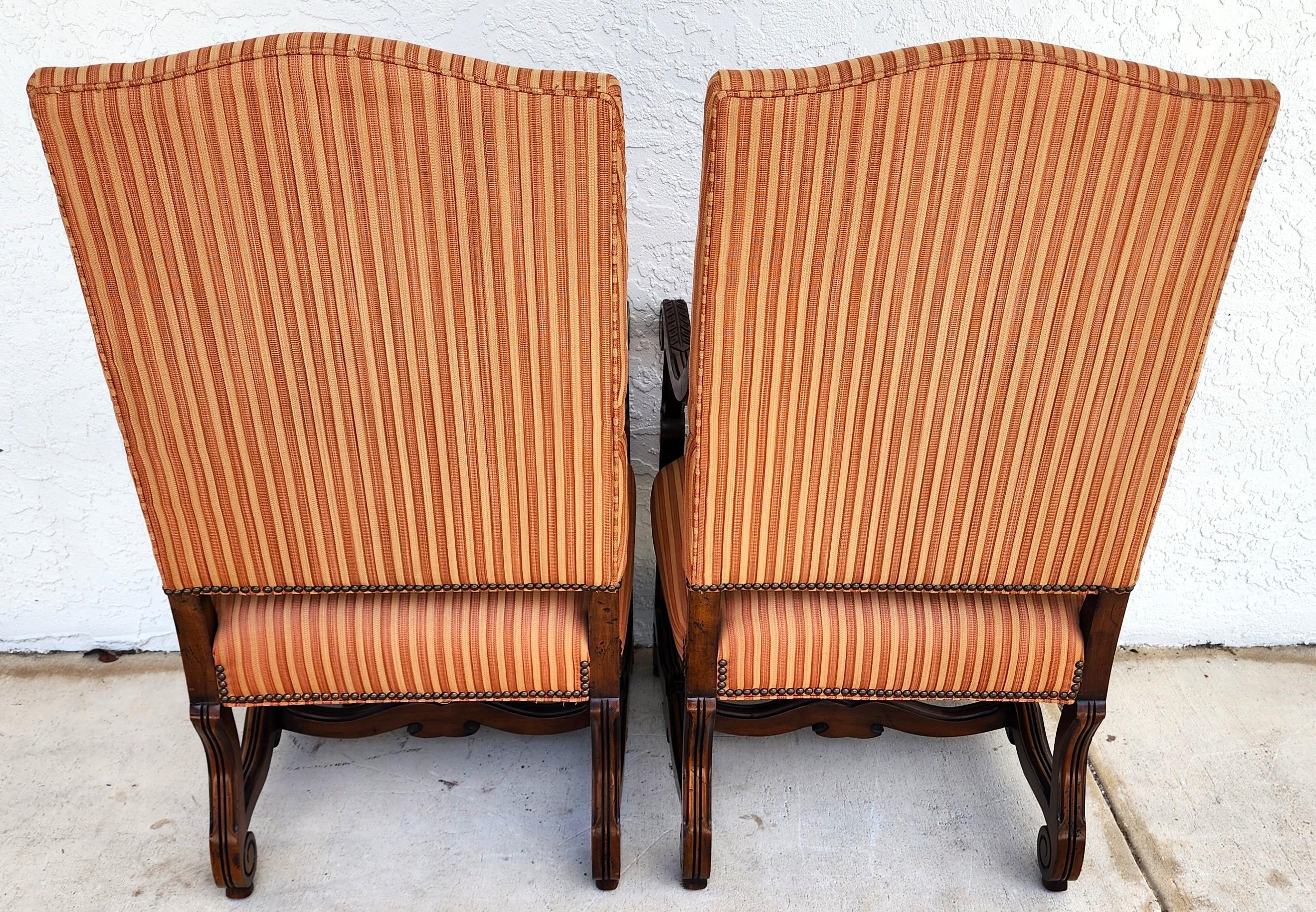 CENTURY FURNITURE Louis XIII French Os de Mouton Armchairs a Pair For Sale 4