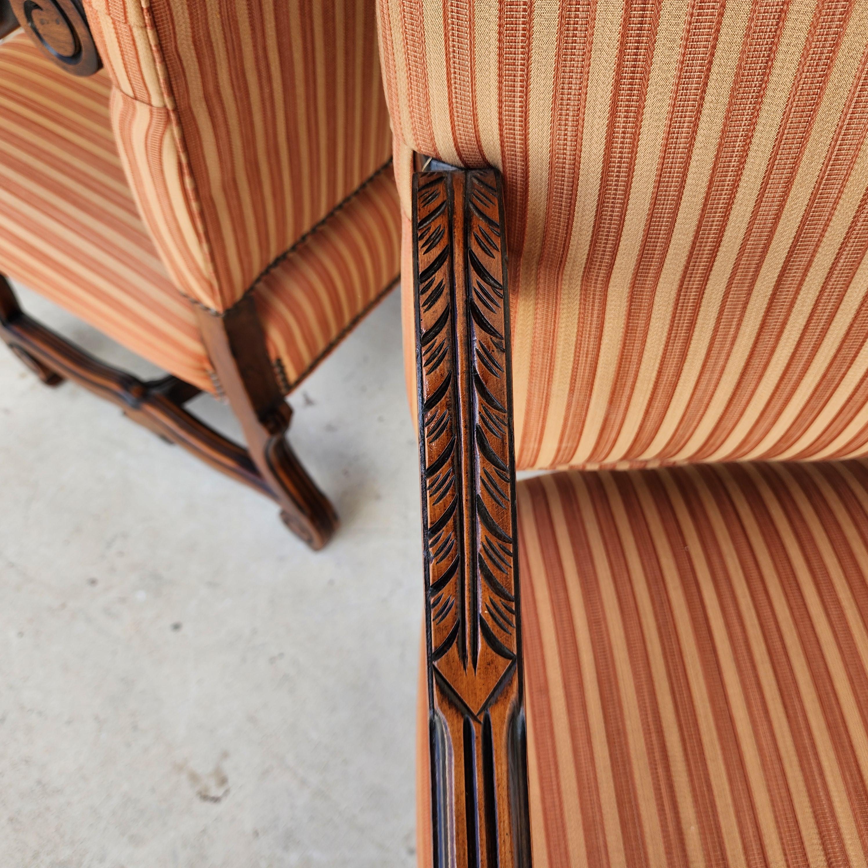 CENTURY FURNITURE Louis XIII French Os de Mouton Armchairs a Pair For Sale 6