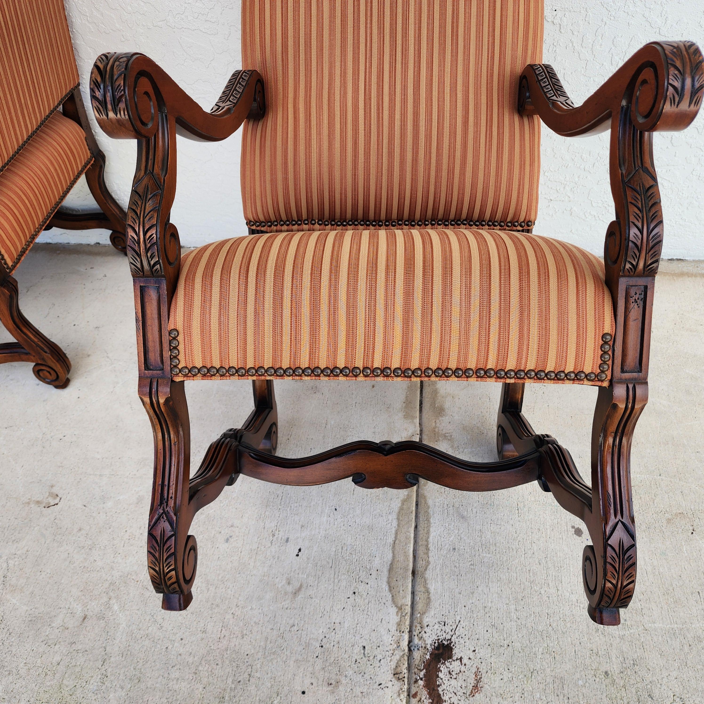 CENTURY FURNITURE Louis XIII French Os de Mouton Armchairs a Pair For Sale 9