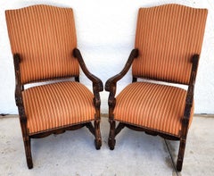 CENTURY FURNITURE Louis XIII French Os de Mouton Armchairs a Pair