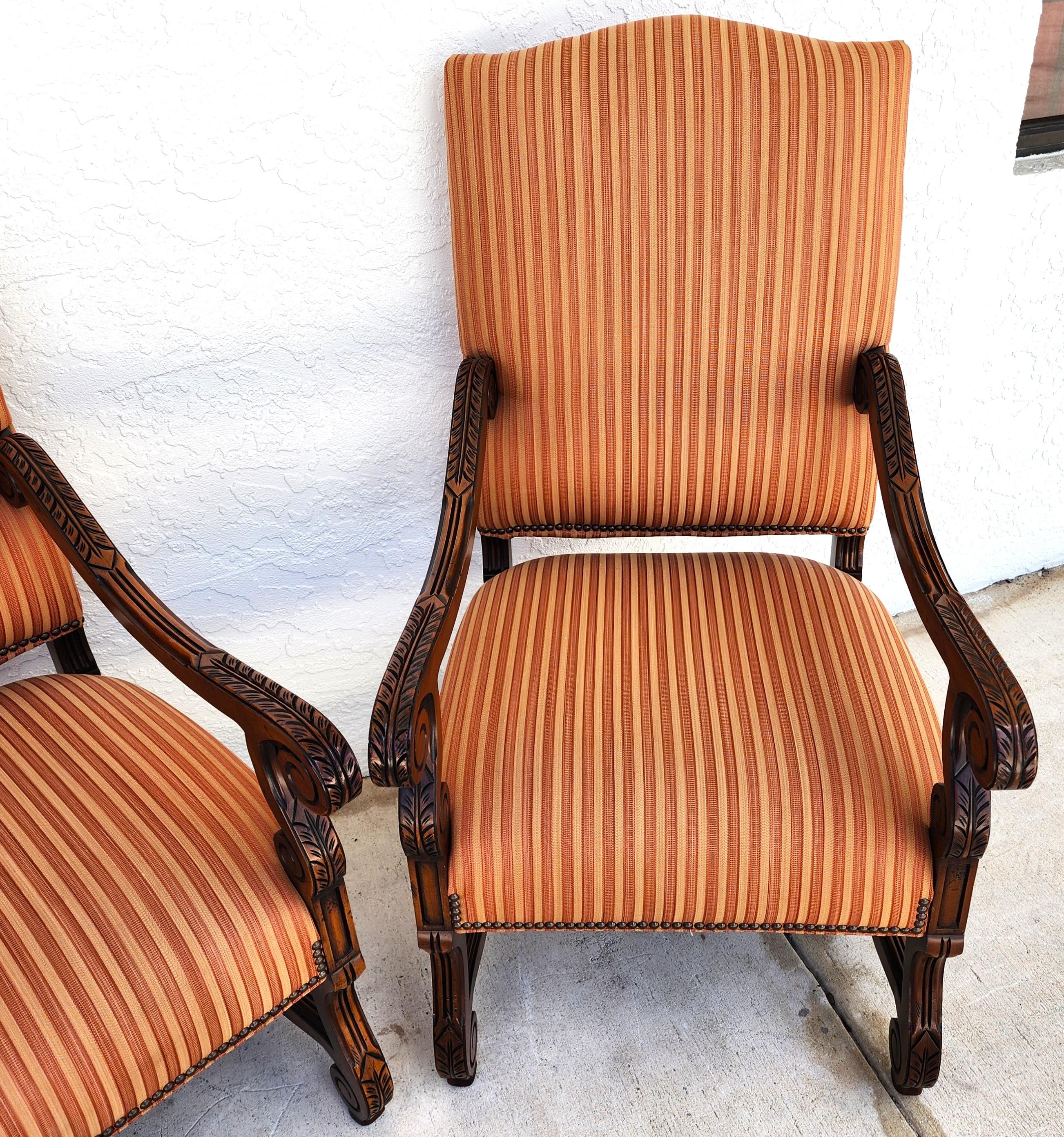Late 20th Century CENTURY FURNITURE Louis XIII French Os de Mouton Armchairs a Pair For Sale