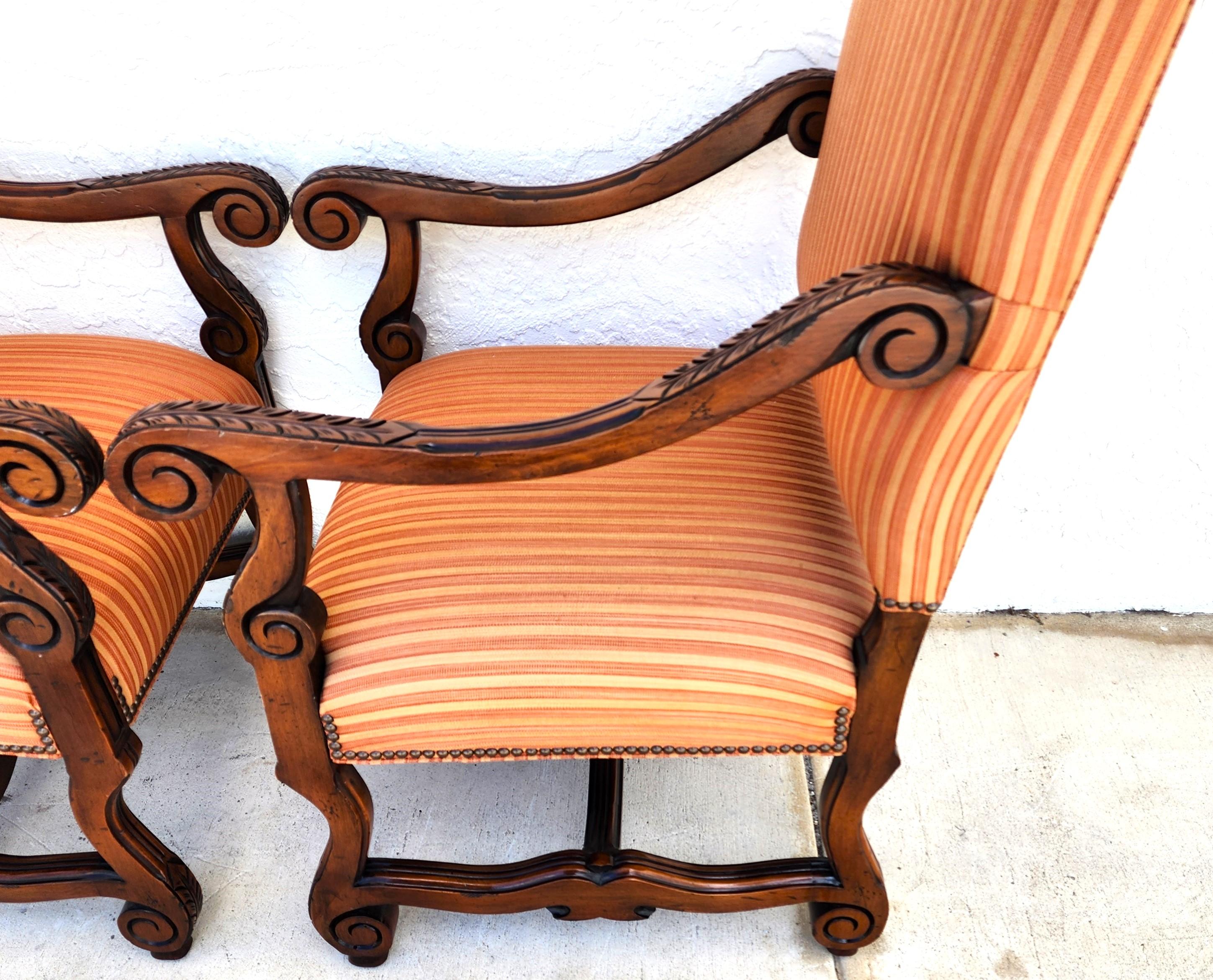 CENTURY FURNITURE Louis XIII French Os de Mouton Armchairs a Pair For Sale 2