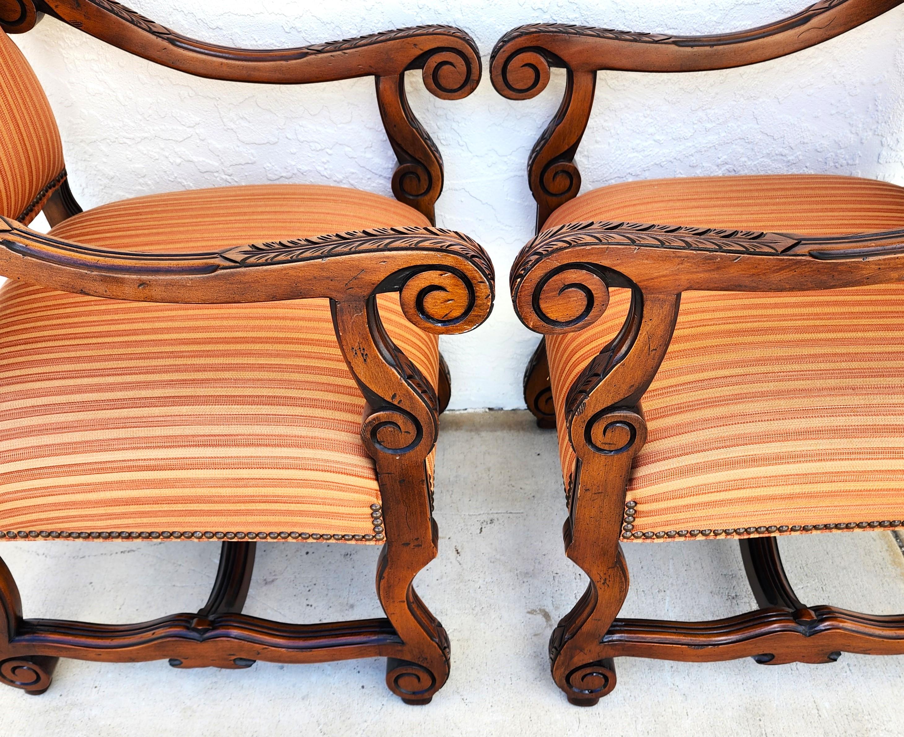 CENTURY FURNITURE Louis XIII French Os de Mouton Armchairs a Pair For Sale 3