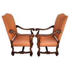 CENTURY FURNITURE Louis XIII French Os de Mouton Armchairs a Pair