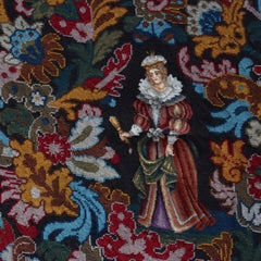 Antique Louis XIII Pictorial Needlepoint Tapestry 19thC