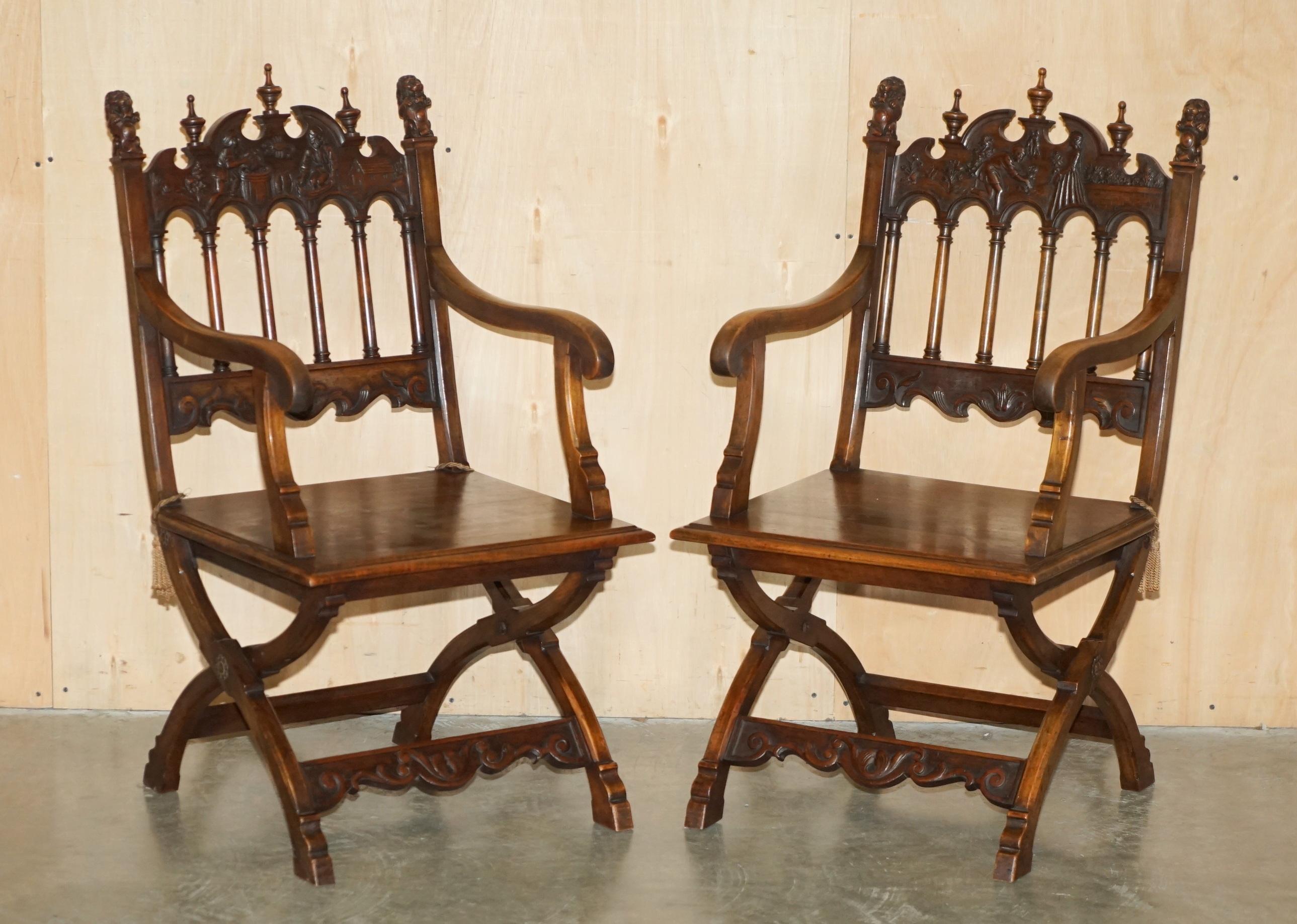 ANTIQUE LOUIS XIII REVIVAL 10 PERSONNES SUITE DE TABLE ET CHAISE EN NOYER ET MARBRE en vente 7