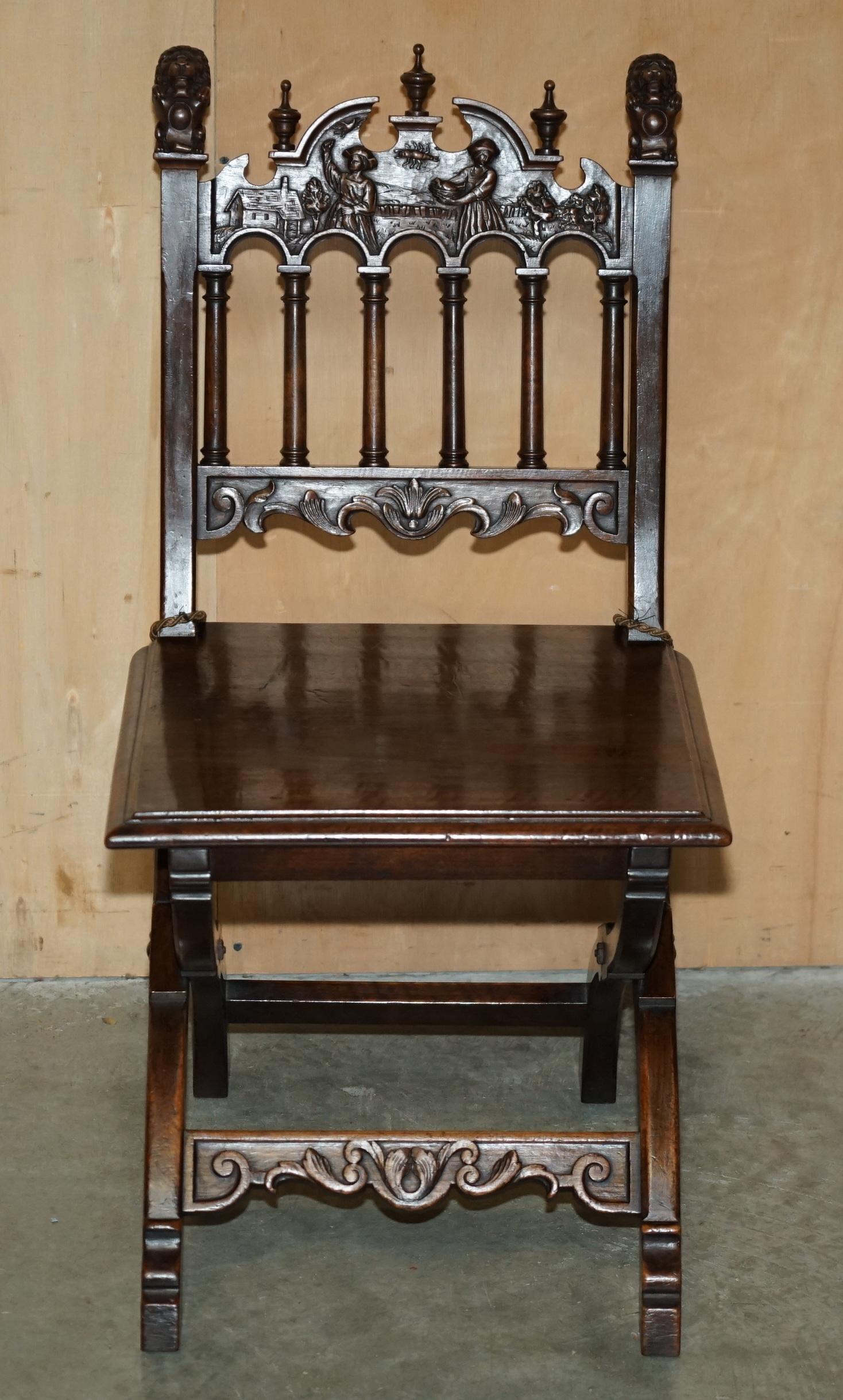 ANTIQUE LOUIS XIII REVIVAL 10 PERSONNES SUITE DE TABLE ET CHAISE EN NOYER ET MARBRE en vente 11