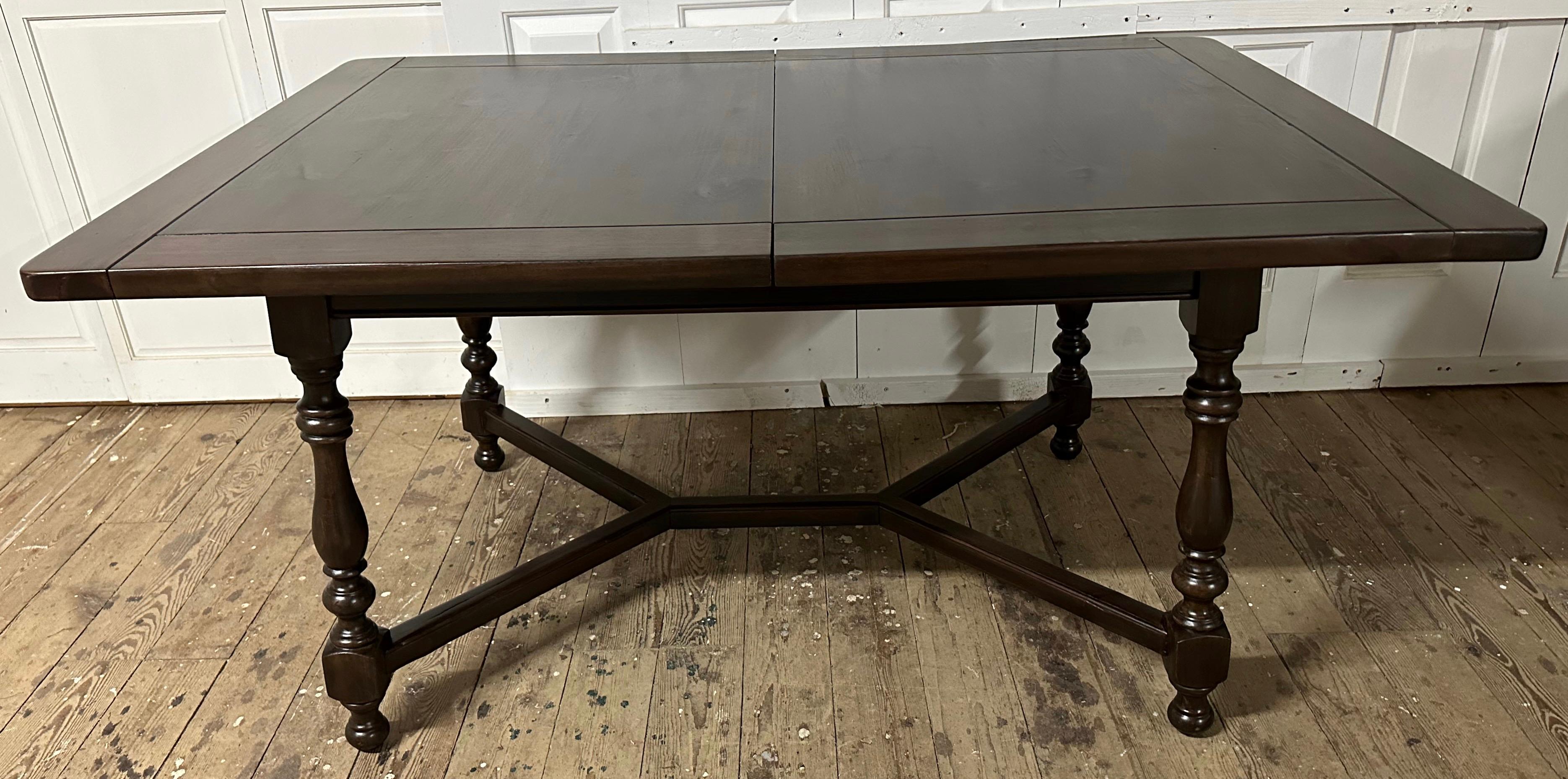 French Antique Louis XIII Style Extending Dining Table with Turned Legs For Sale