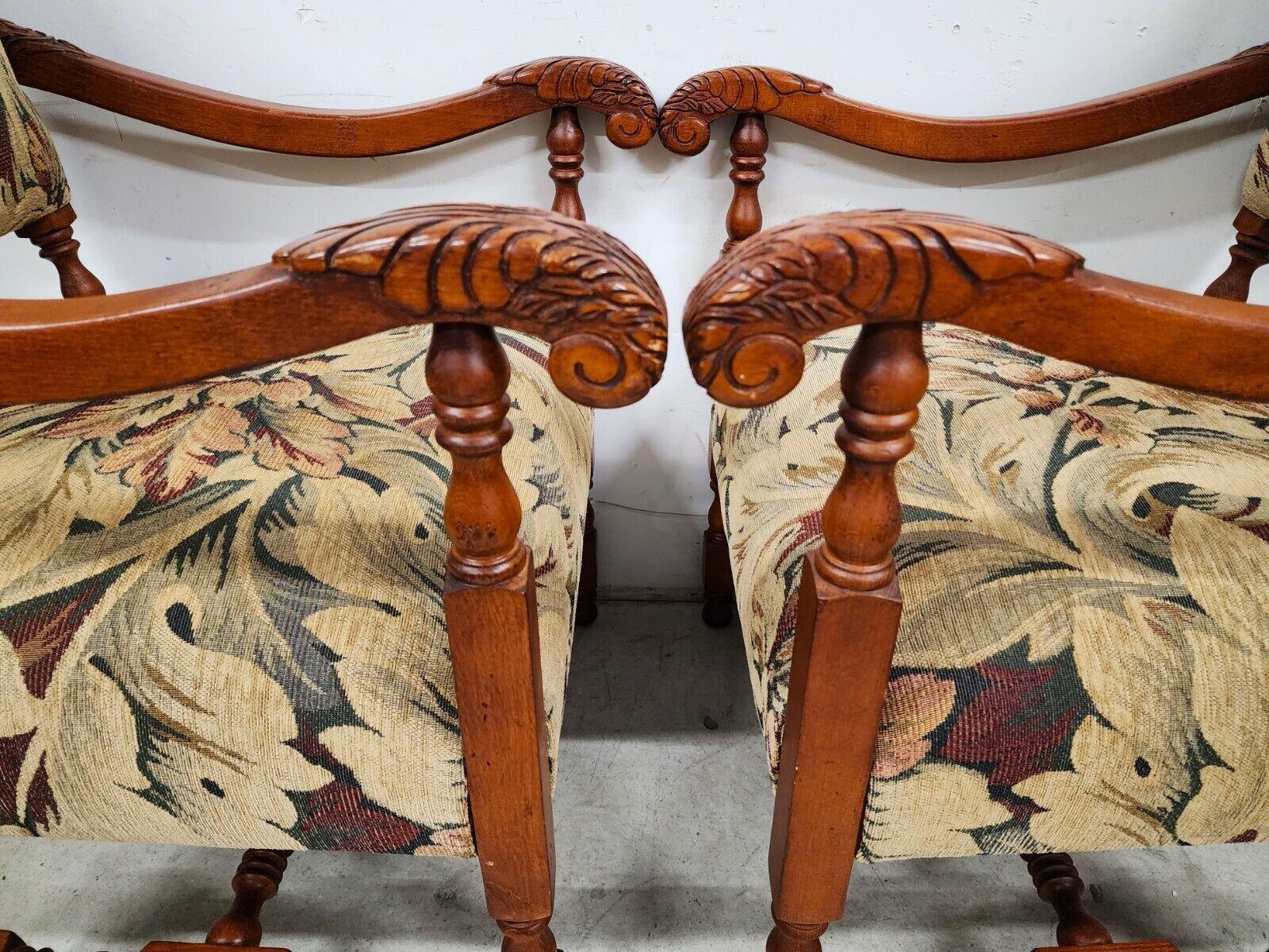 Antique Louis XIII Style French Armchairs, A Pair For Sale 6