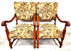Antique Louis XIII Style French Armchairs, A Pair