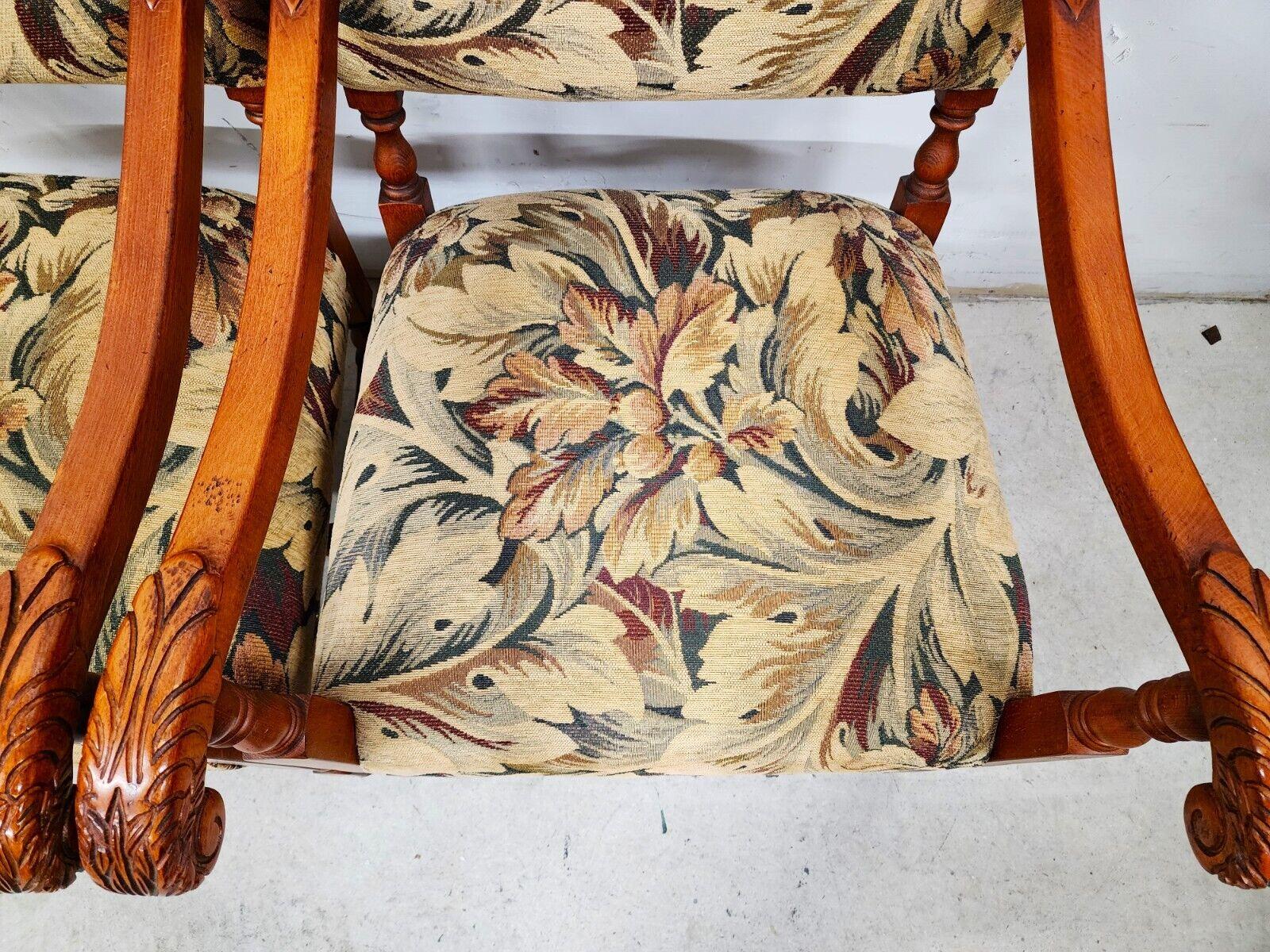 20th Century Antique Louis XIII Style French Armchairs, A Pair For Sale
