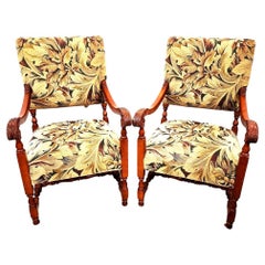 Used Louis XIII Style French Armchairs, A Pair
