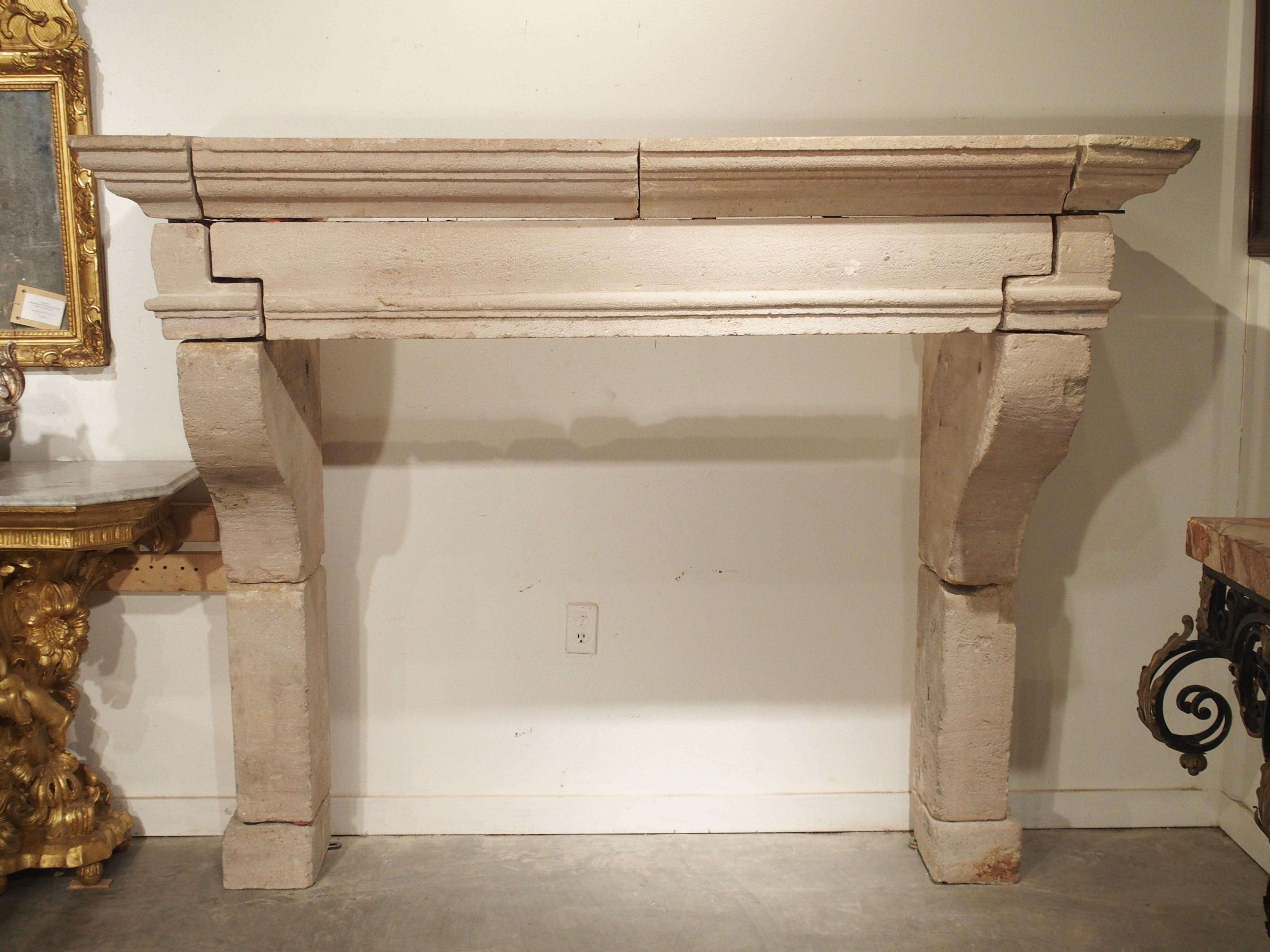 Antique Louis XIII Style Limestone Fireplace Mantel from the Loire Valley 1