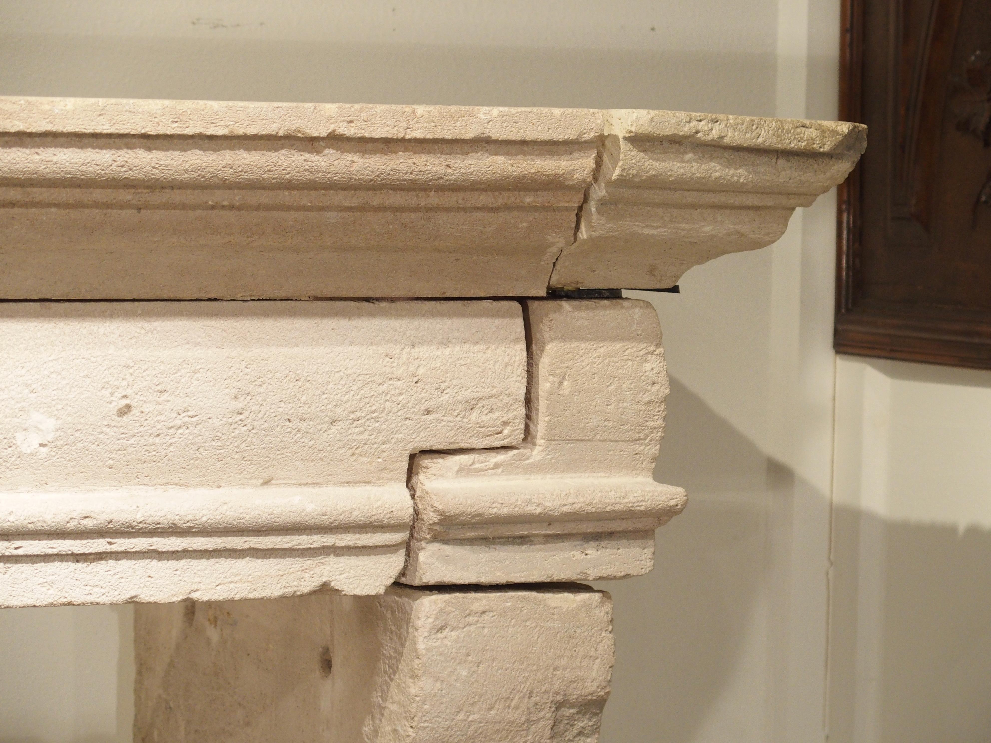 Antique Louis XIII Style Limestone Fireplace Mantel from the Loire Valley 5