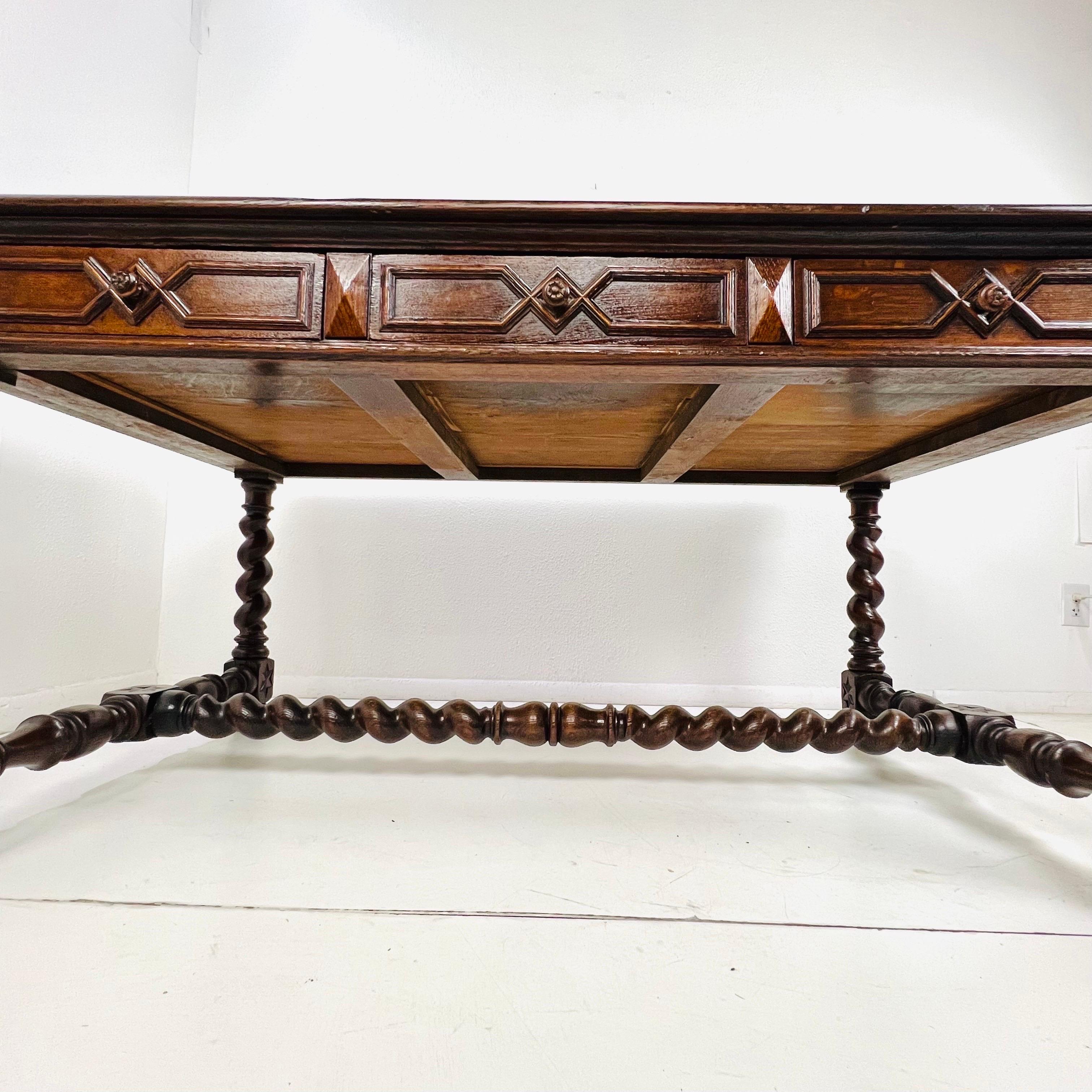 Antique Louis XIII Style Oak Writing Desk For Sale 6
