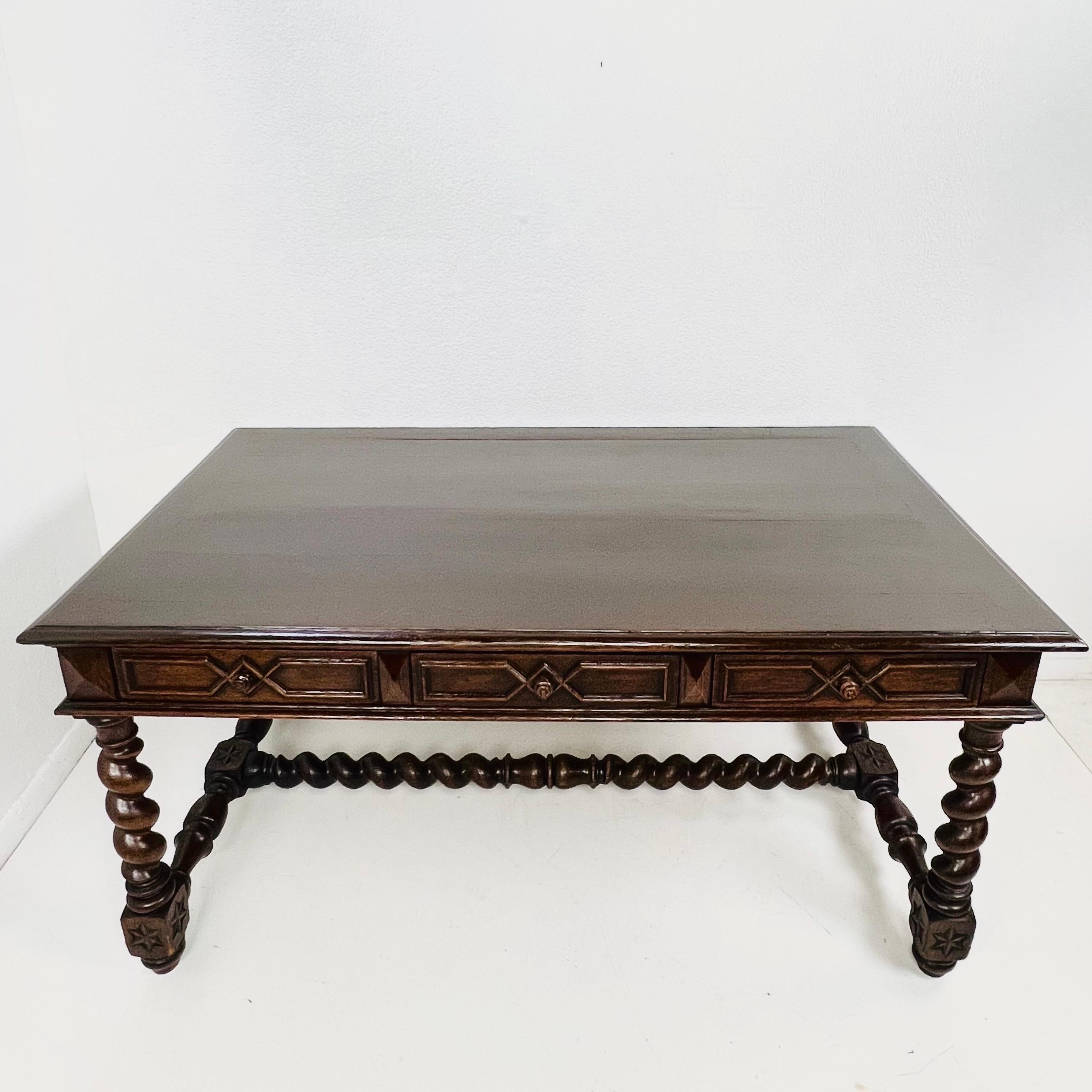 Elegant, architectural, and rich with old-world charm — this Louis XIII style writing desk is a statement piece for the thoughtful collector and historic interiors alike.

Crafted in the spirit of early 17th-century French design, this desk embodies