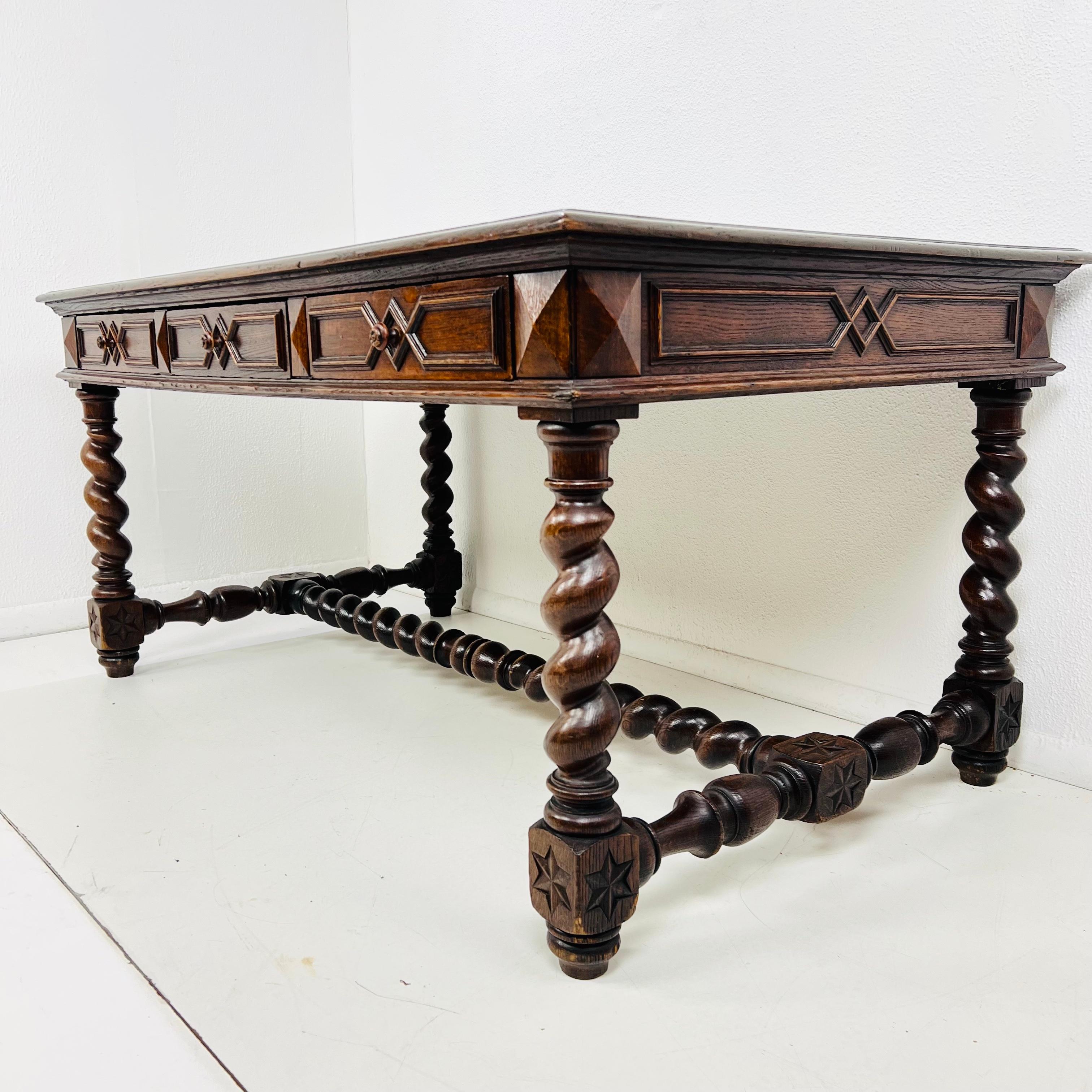 Antique Louis XIII Style Oak Writing Desk For Sale 16