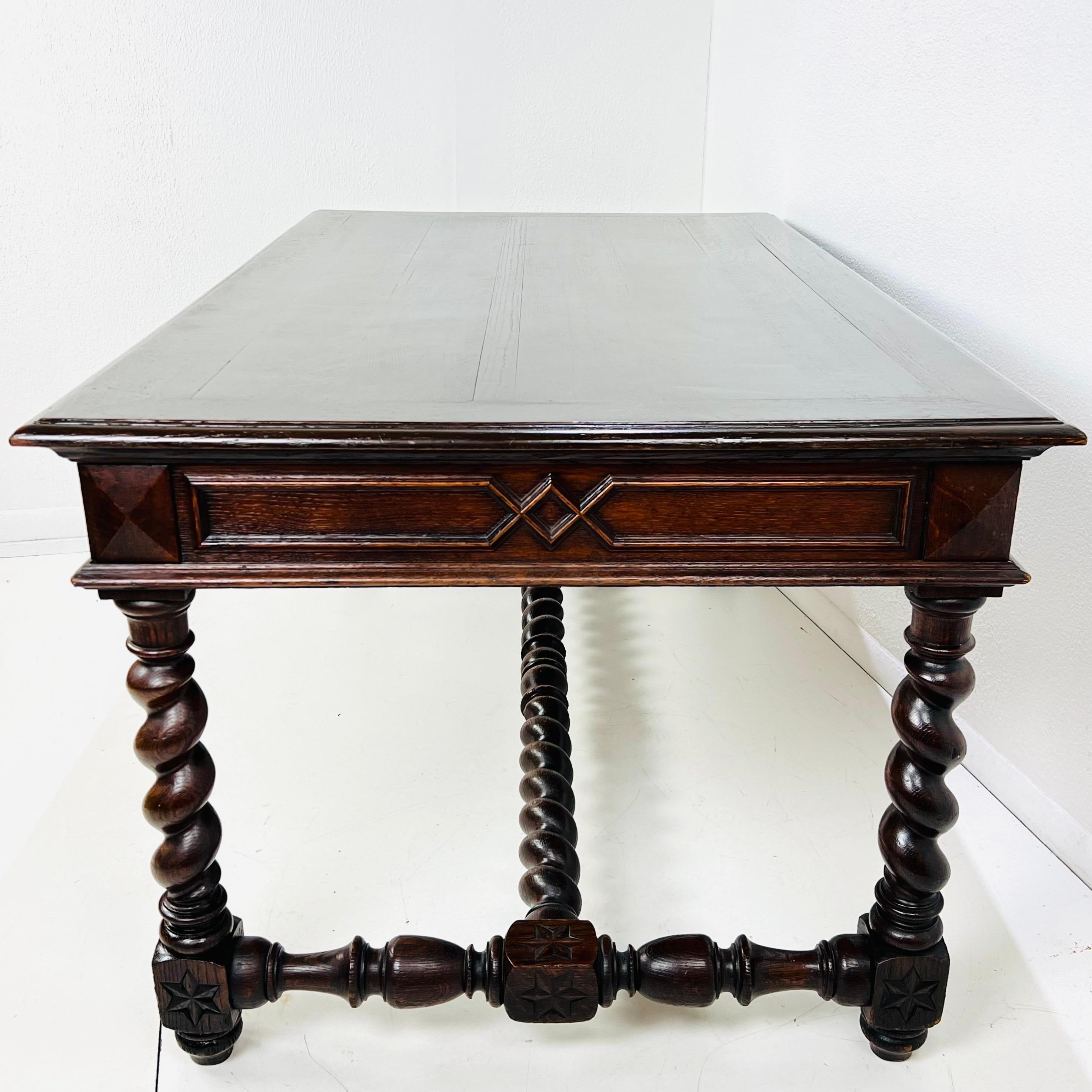 Antique Louis XIII Style Oak Writing Desk For Sale 4