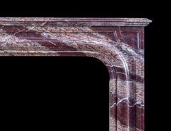 Antique Louis XIV Bolection Fireplace in Burgundy Hued Ribbon Campan Marble