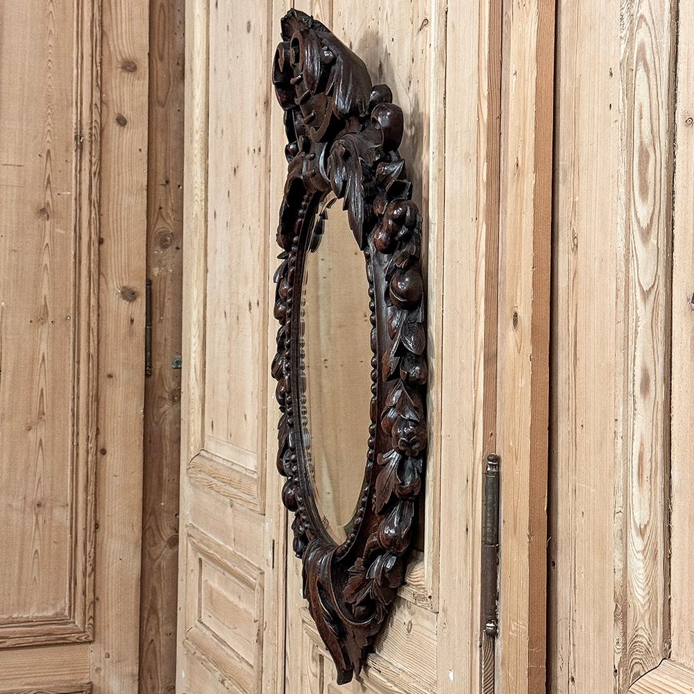 Antique miroir mural Louis XIV en bois sculpté en vente 8