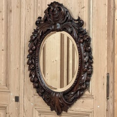 Antique miroir mural Louis XIV en bois sculpté