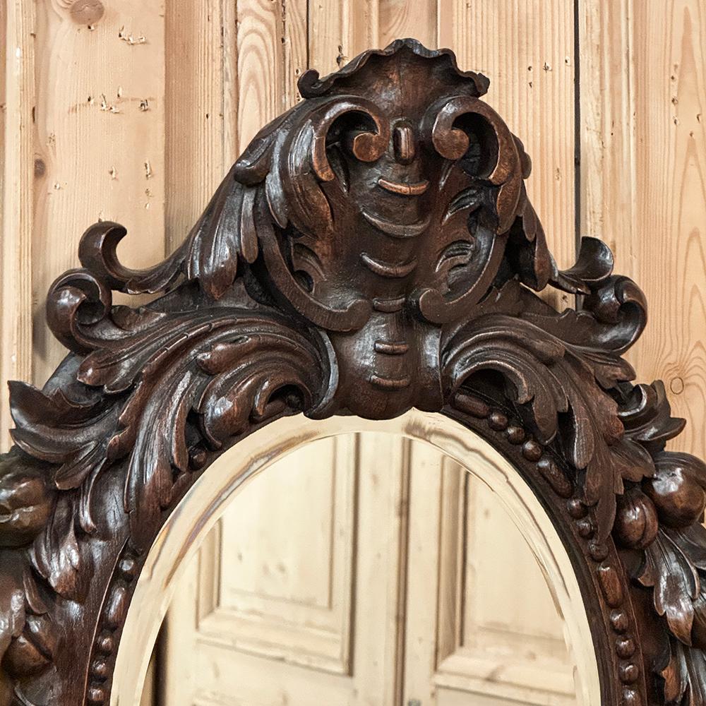 Antique miroir mural Louis XIV en bois sculpté en vente 2