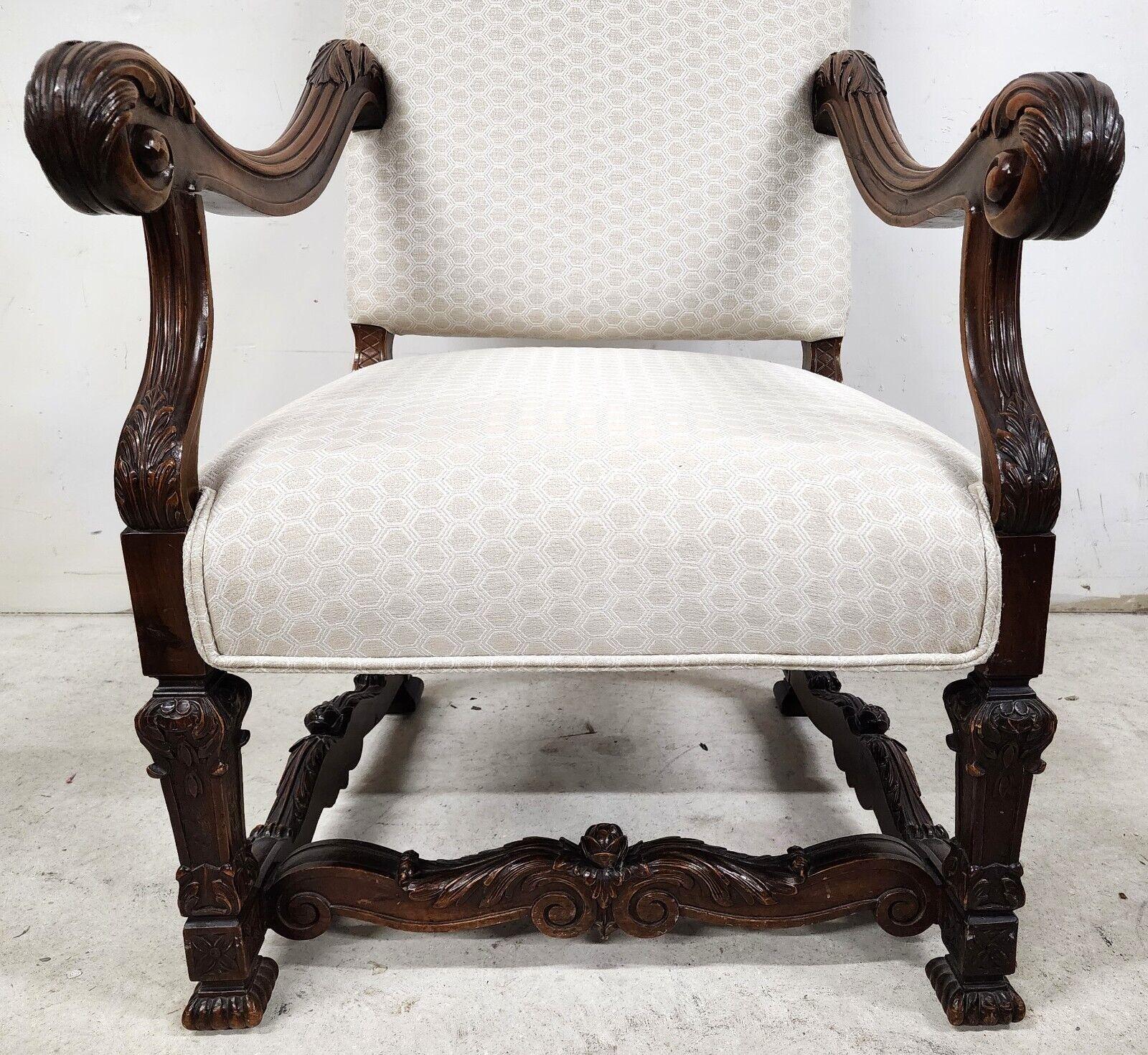 For FULL item description click on CONTINUE READING at the bottom of this page.

Offering one of our recent Palm beach estate fine furniture acquisitions of a
antique Louis XIV style French armchair hand carved

Coloration: Cotton fabric is a