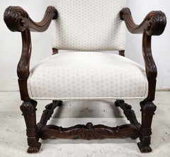 Antique Louis XIV French Armchair Hand Carved