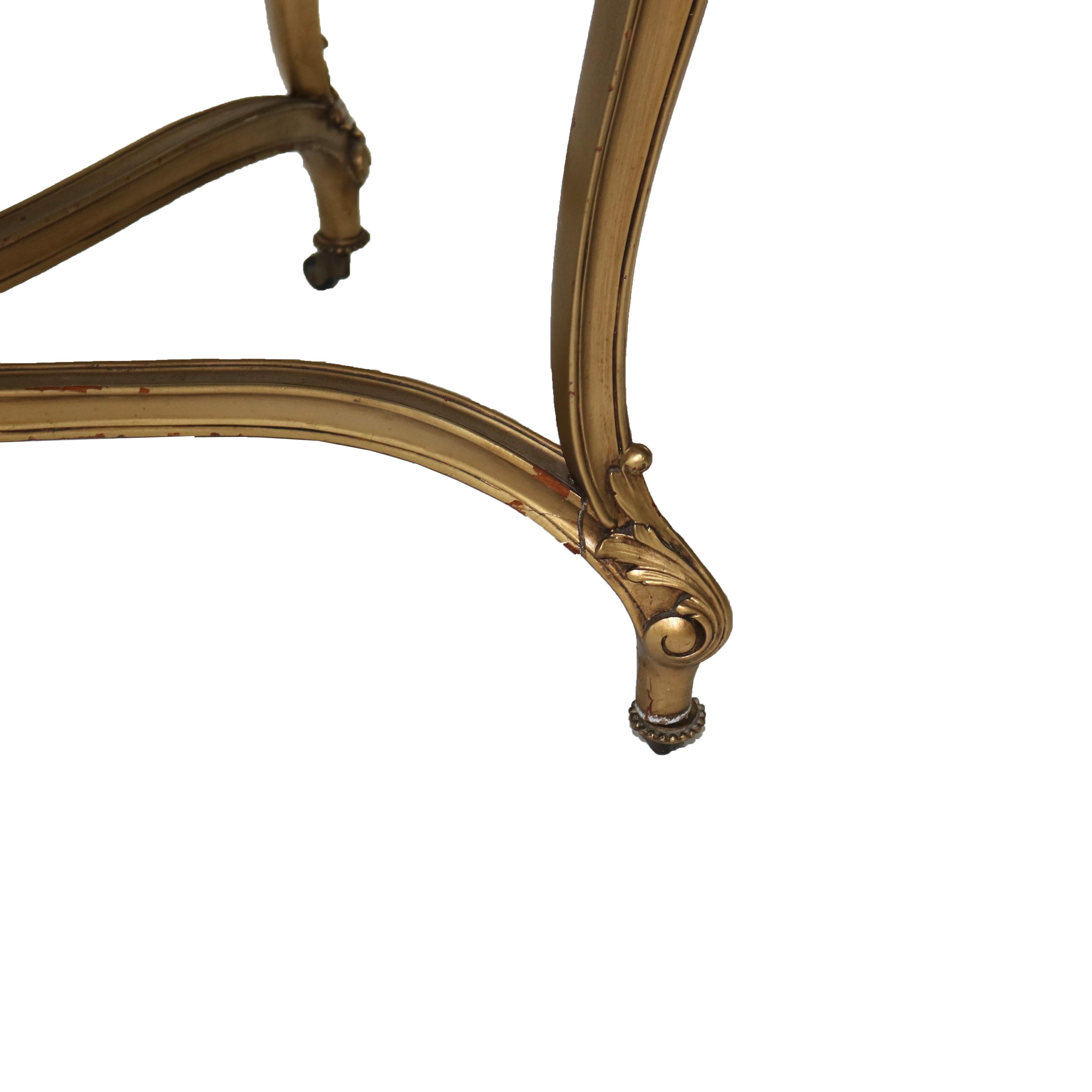 Antique Louis XIV Giltwood & Inset Onyx Parlor Table with Foliate Elements C1890 For Sale 2