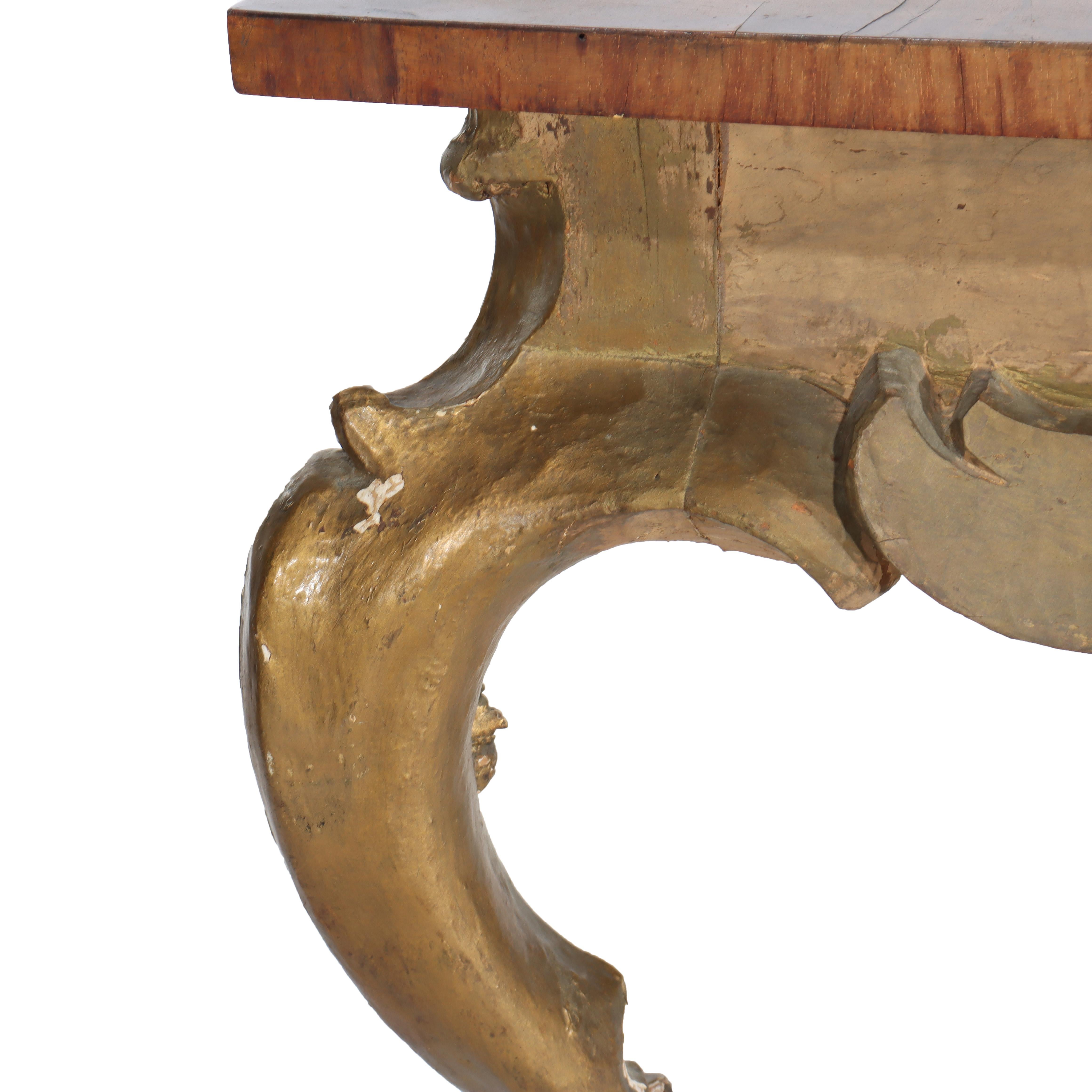 Antike Louis XIV Intarsien Flamme Mahagoni oder Burl & vergoldetes Holz Konsolentisch 18thC im Angebot 8