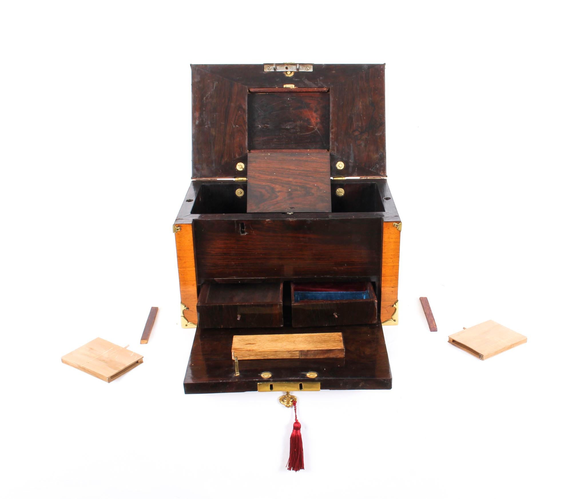 This is a magnificent, unusual and rare antique Louis XIV kingwood, satinwood banded and gilt bronze mounted strongbox dating from the late 17th century.

This splendid large strongbox is rectangular in shape and features impressive gilt bronze