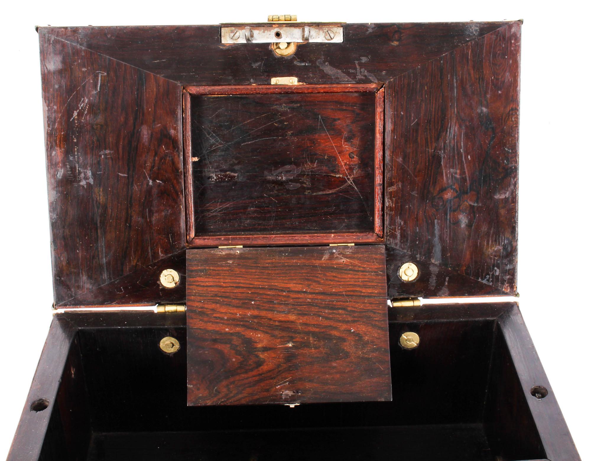 French Antique Louis XIV Kingwood and Gilt Bronze Strongbox Coffre Fort, 17th Century