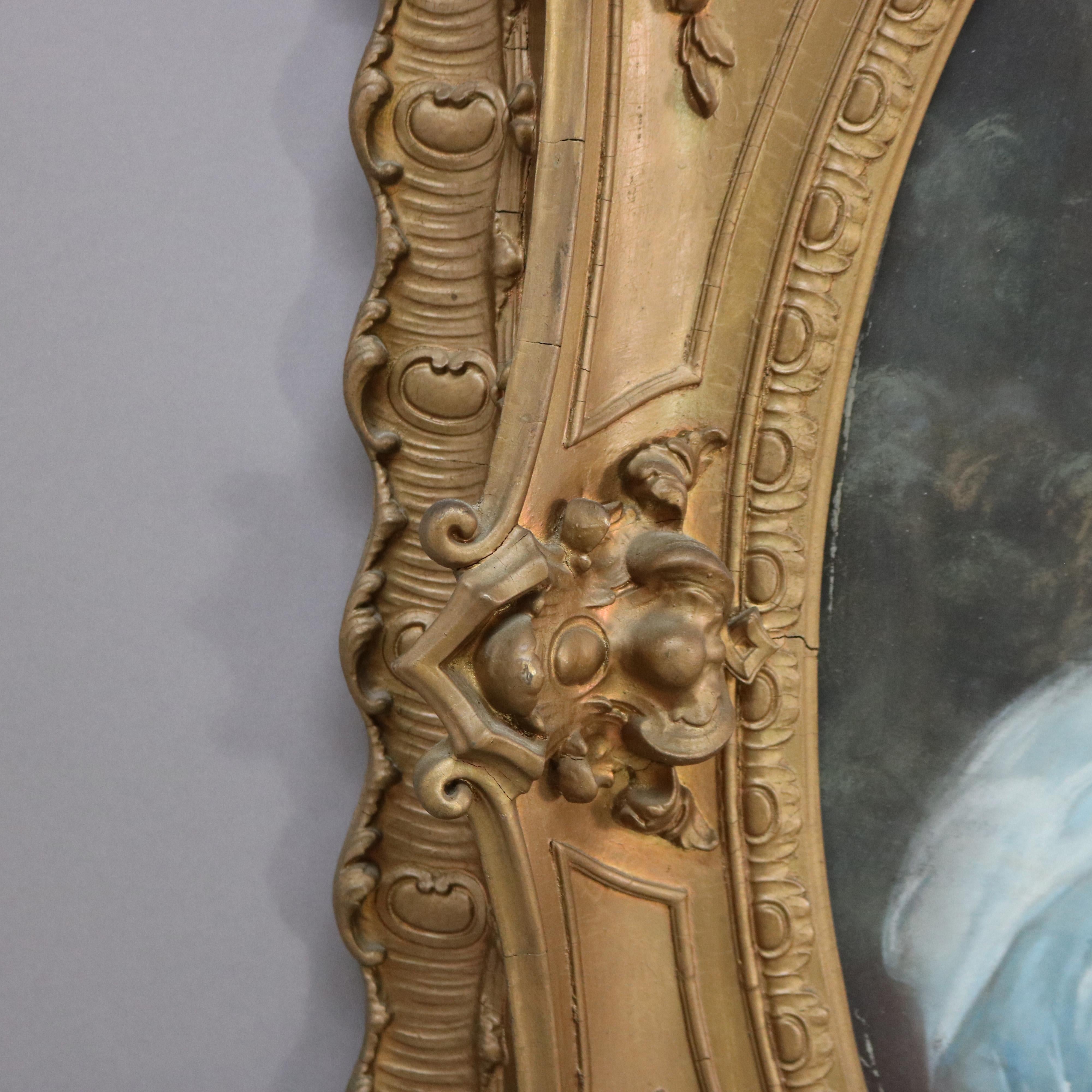 Antique Louis XIV Pastel Portrait of a Noble Woman C1870 For Sale 6