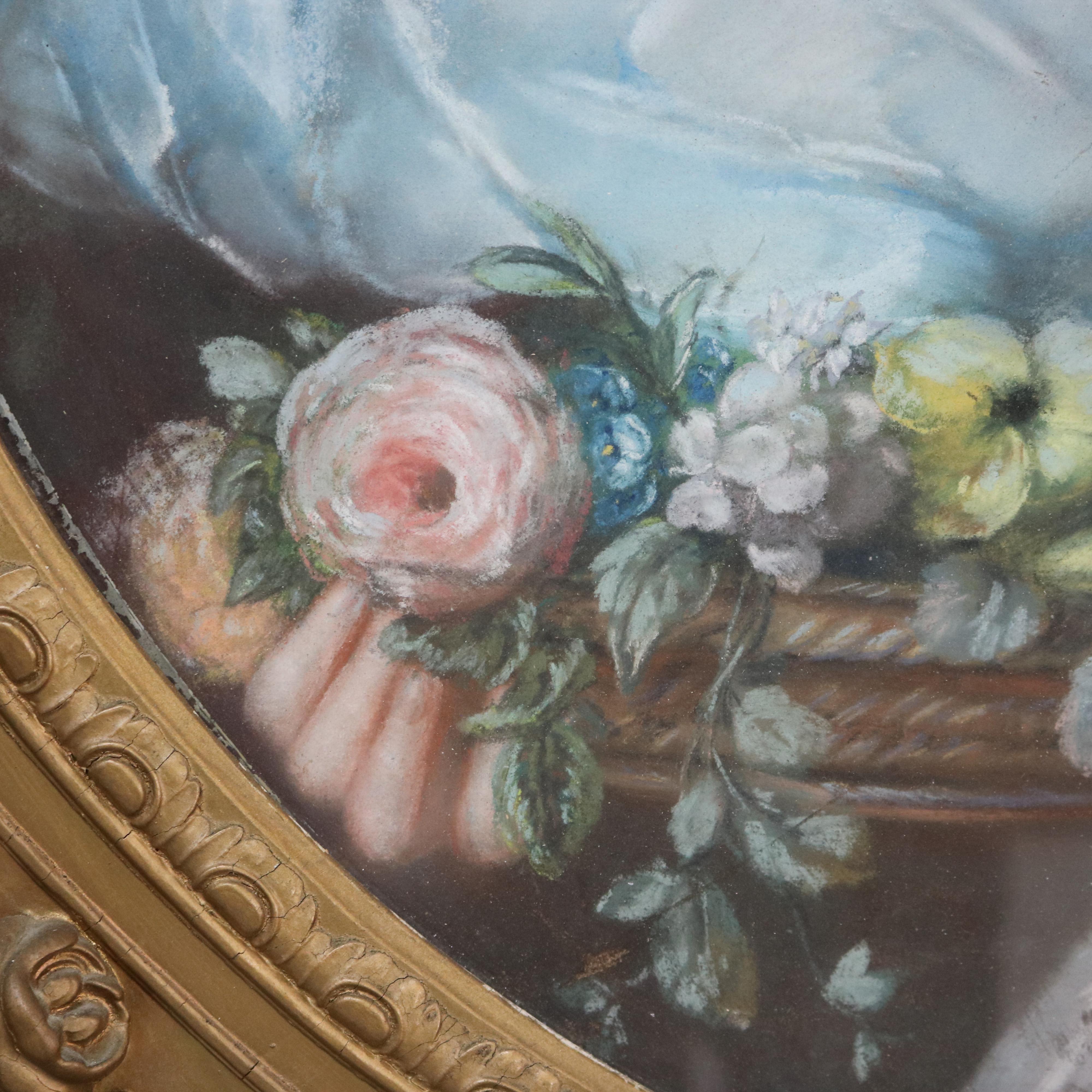 Antique Louis XIV Pastel Portrait of a Noble Woman C1870 For Sale 9