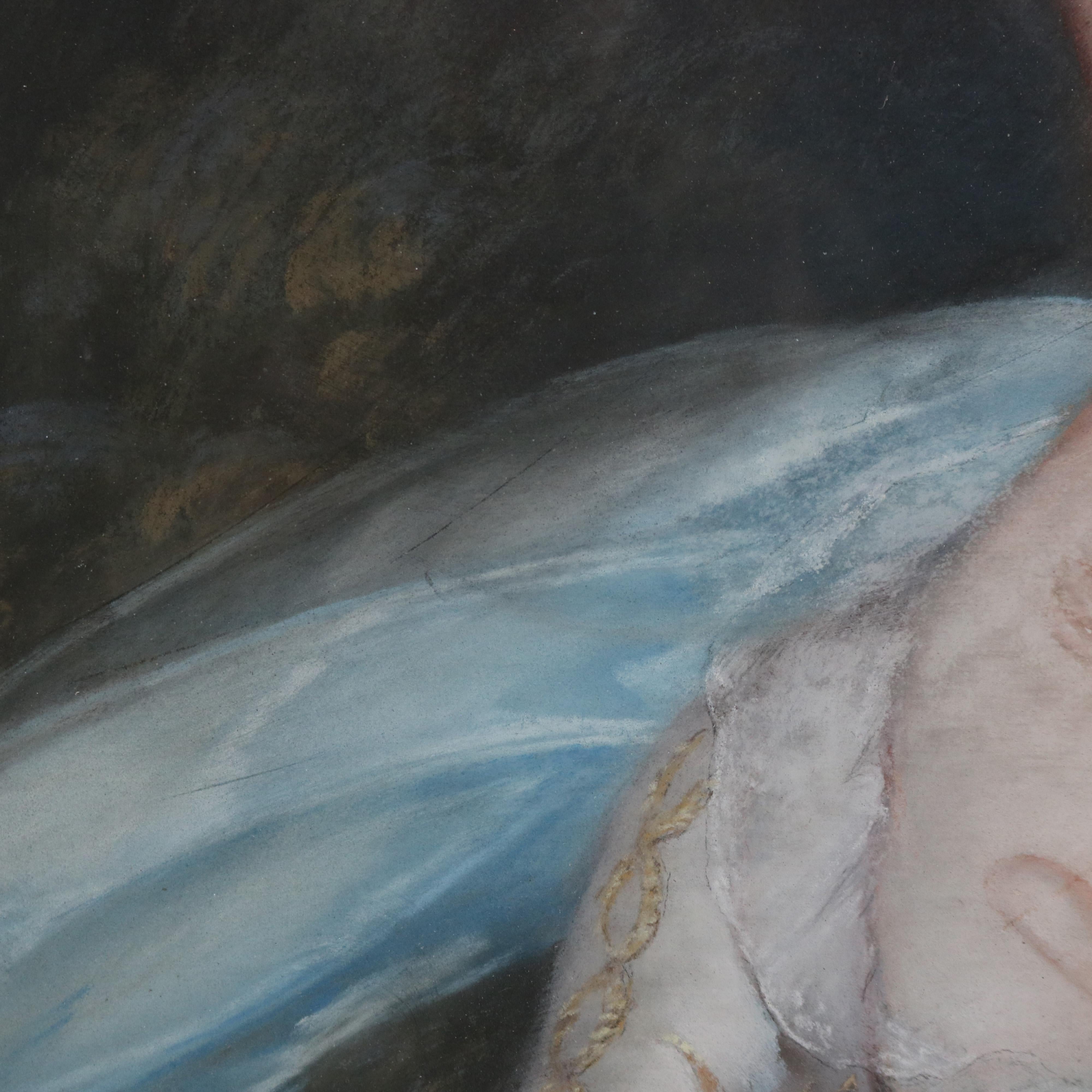 Antique Louis XIV Pastel Portrait of a Noble Woman C1870 For Sale 10