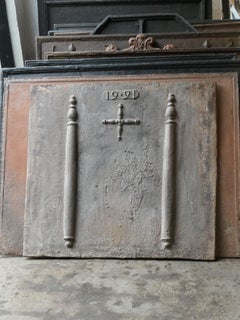 Antique Louis XIV 'Pillars with Saint Andrew's Cross' Fireback / Backsplash