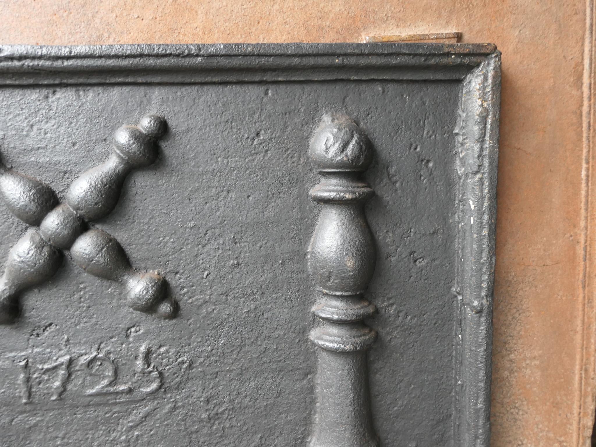 Antique Louis XIV 'Pillars with Saint Andrew's Cross' Fireback / Backsplash For Sale 1