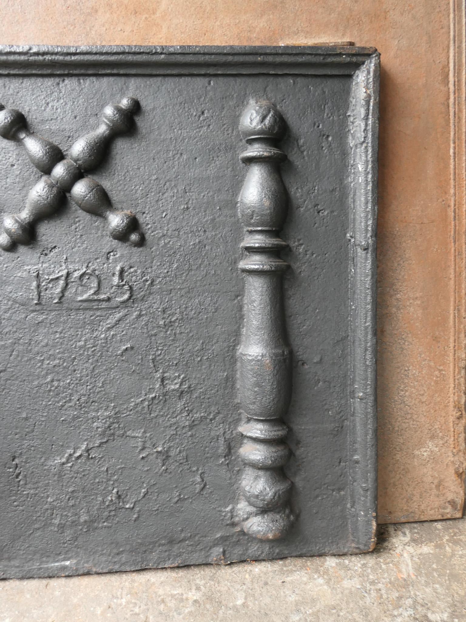 Antique Louis XIV 'Pillars with Saint Andrew's Cross' Fireback / Backsplash For Sale 2