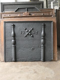 Antique Louis XIV 'Pillars with Saint Andrew's Cross' Fireback / Backsplash