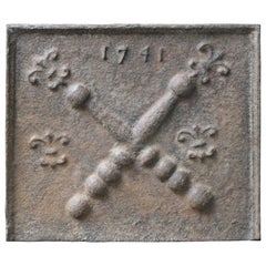 Plaque de cheminée ancienne Louis XIV Pillars with Saint Andrew's Cross