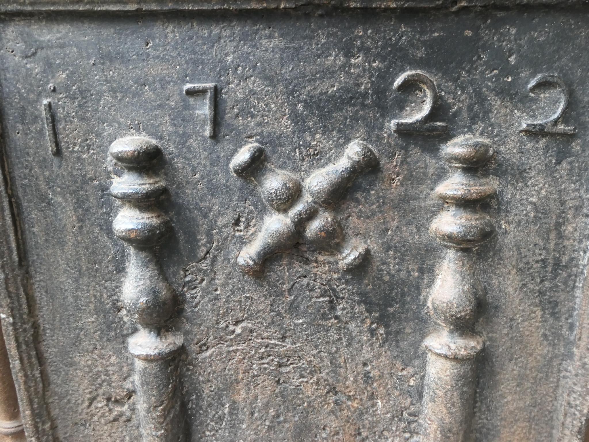 18th C. Louis XIV 'Pillars with Saint Andrew's Cross' Fireback / Backsplash For Sale 2