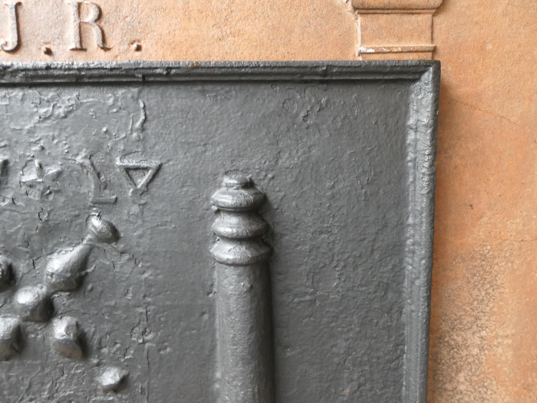 Antique Louis XIV 'Pillars with Saint Andrew's Cross' Fireback / Backsplash For Sale 5